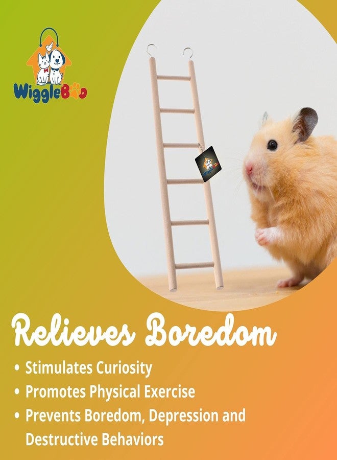 WiggleBoo لعبة سلم خشبي بست درجات من WiggleBoo للحيوانات الأليفة | مناسبة للحيوانات الصغيرة - السنجاب الطائر، الهامستر، السنجاب، الشنشيلة، الجرذ | للتسلق، التمرين، والمرح - Image 3